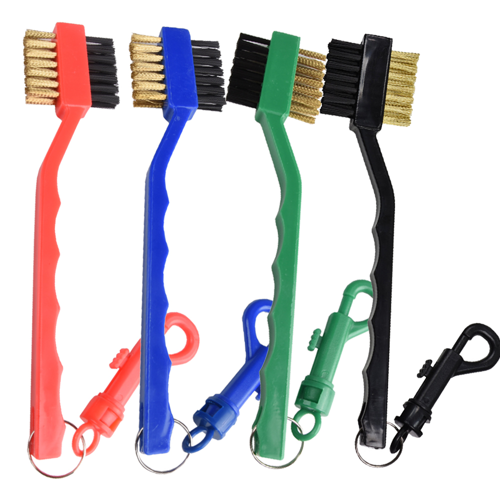 Golf Equipment Gifts - แปรงทำความสะอาดไม้กอล์ฟ ดีไซน์สองด้าน พร้อมตะขอพกพา น้ำหนักเบา พกพาสะดวก อุปกรณ์ทำความสะอาดไม้กอล์ฟแบบสองหัว