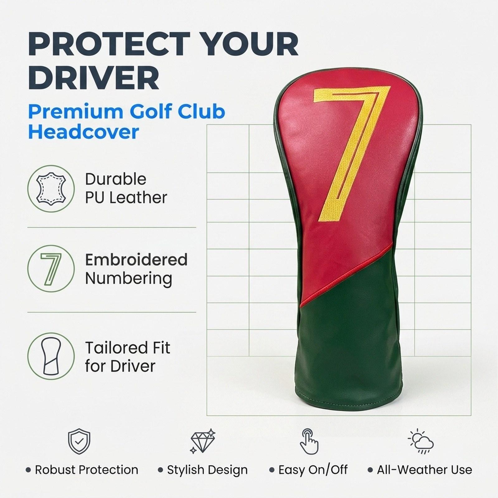 Golf Equipment Gifts - ฝาครอบไม้กอล์ฟ PU กันน้ำ ภายในบุผ้ากำมะหยี่นุ่ม สำหรับอุปกรณ์กอล์ฟ ของขวัญ