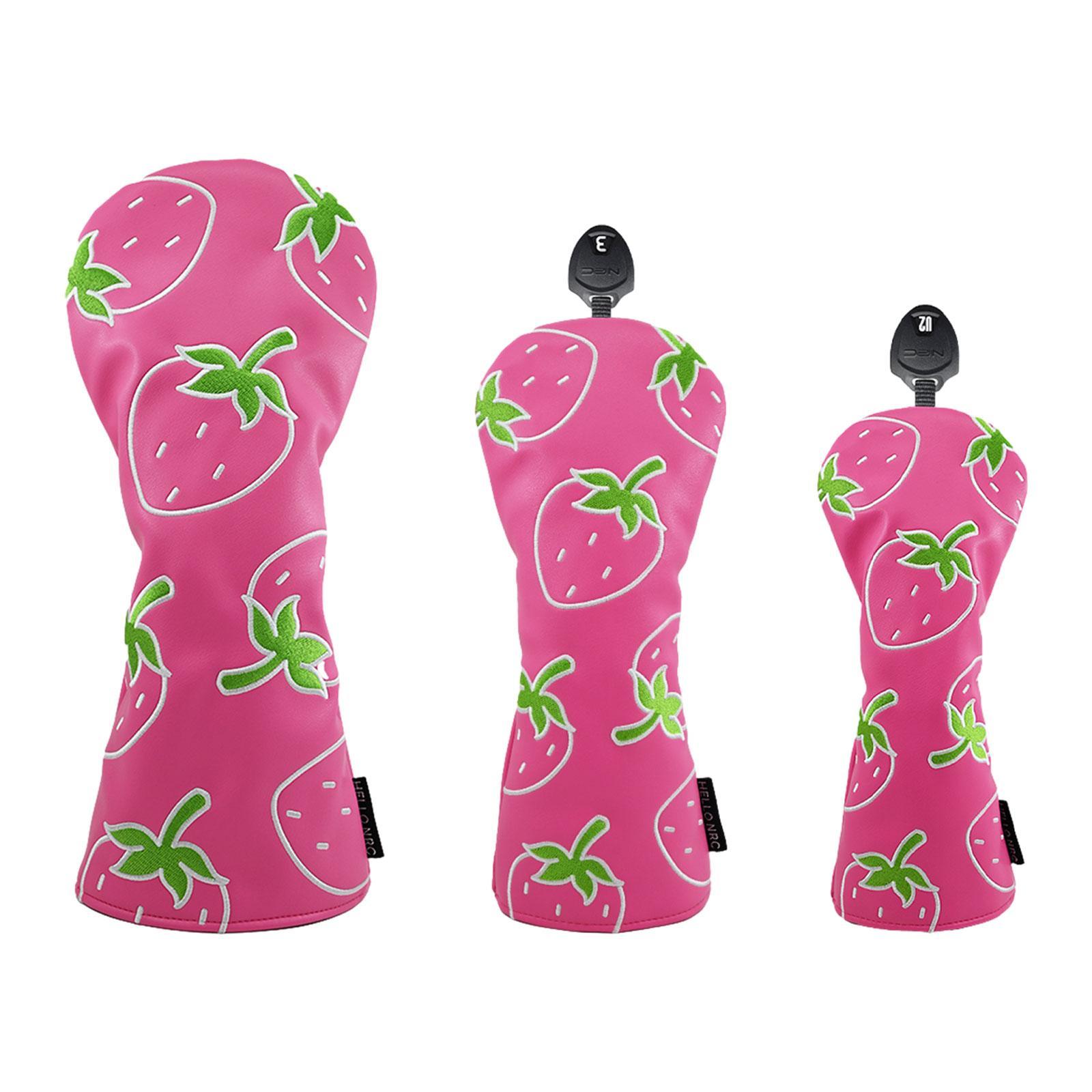 Golf Equipment Gifts - อุปกรณ์ป้องกัน Headcover ไม้พิมพ์ลายสตรอเบอร์รี่นักกอล์ฟของขวัญการขนส่ง