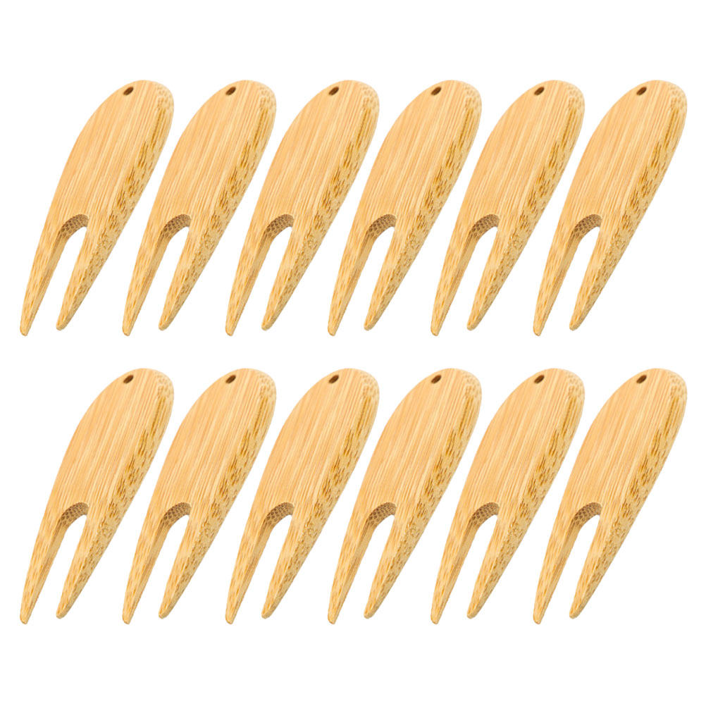 Divot Repair Tool - ชุดเครื่องมือซ่อมสนามกอล์ฟแบบพกพา 12 ชิ้น ทำจากไม้ อุปกรณ์ดูแลรักษาสนามกอล์ฟอเนกประสงค์ พร้อมที่ทำเครื่องหมายลูกกอล์ฟ